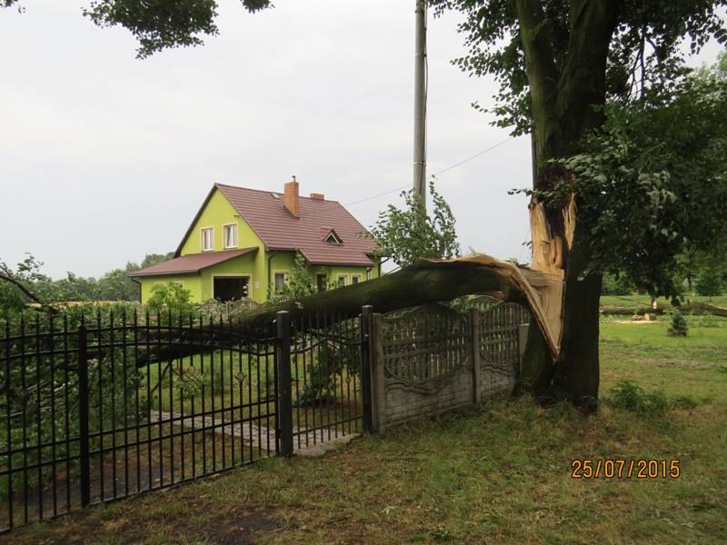 : Trąba powietrzna w miejscowości Bodziejowice